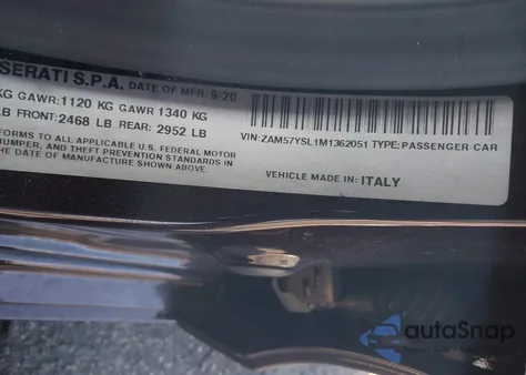 2021 Maserati Ghibli S Granlusso from USA, damaged, VIN ZAM57YSL1M1362051